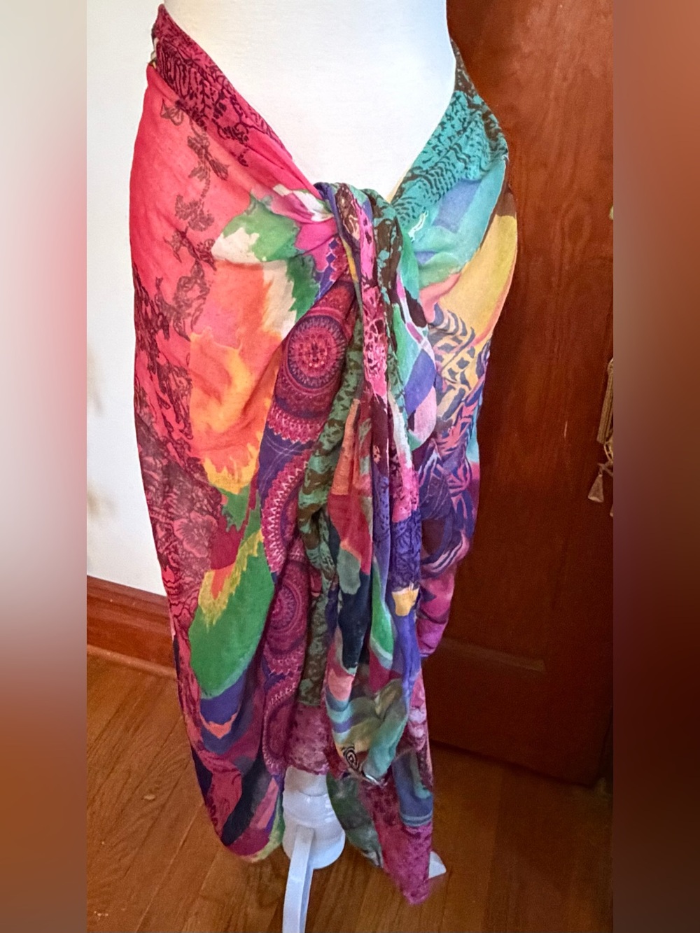 Desigual All Over Printed Multi Color Very Large Scarf 43 1/2” x 80”